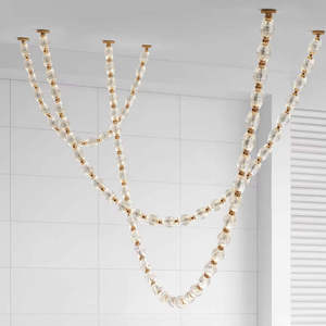 Lustre long en forme de collier de boules de cristal, design nordique, pour escalier, salle à manger, villa, par BGST Art Decor Designer - Product Image 1