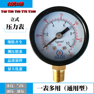 Manómetro de Presión Marca B Y40 Y50 Y60 Y75 Y100 Tipo Vertical para Compresor de Aire, Agua, Aceite y Uso Hidráulico - Product Image 5