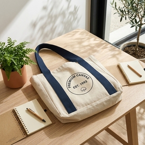 Plain Fashion Folding Zipper <b>Print</b> Logo Eco-friendly Recycled Cotton Canvas Tote Bag Reusable <b>Extra</b> <b>Large</b> for Travel Gym - Product Image 3
