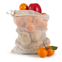 Sac de courses en coton biologique écologique réutilisable avec cordon de serrage et empiècements, petit format