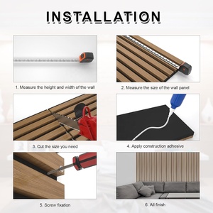 Decorazione della parete interna Akupanel pannello acustico in legno <span class=keywords><strong>3</strong></span> lati Teak impiallacciatura <span class=keywords><strong>MDF</strong></span> legno lamelle <span class=keywords><strong>pannelli</strong></span> acustici con nero PET Felt - Product Image 6