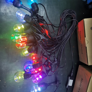 48 pies 15 bombillas E27 Edison bombilla Strins RGB luces de enchufe al aire libre impermeable S14 Cadena de luces LED - Product Image 1