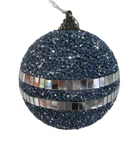 8cm Wholesale high quality new design Christmas foam ball ornaments with mirror belt Christmas tree decorations
