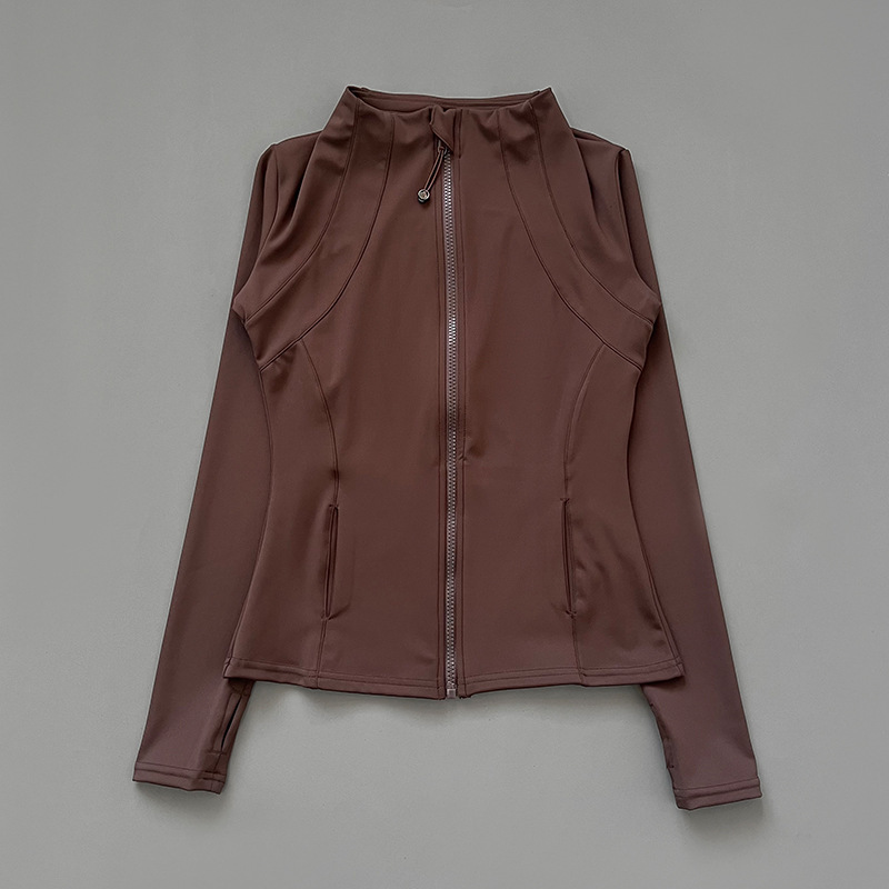 Yoga Top Women's Long-Sleeve Zipper Stand Collar Sports Jacket Slim-Fit Athletic Fitness Apparel for Yoga Running Yoga Jacket