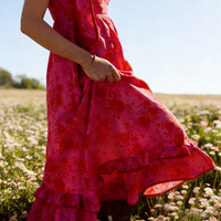 Robe d'été en lin pour femme, de haute qualité, décontractée, à fleurs, mi-longue, spaghetti, style A, fluide, avec poches latérales