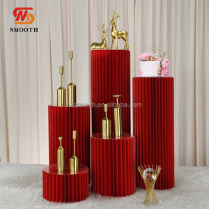 SMOOTH Precio de fábrica: Plintos redondos romanos de papel plegable con diseño de panal de abeja y forma cilíndrica, para exhibición de postres y decoración de bodas y fiestas - Product Image 2