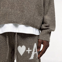 Ensemble de vêtements en tricot à manches longues avec logo personnalisé du fabricant, OEM ODM, jacquard, mélange de mohair et de laine brossée, pull pour homme