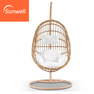 Sedia a Dondolo da Esterno Moderna con Telaio in Metallo e Cuscino Impermeabile, Cesto in Vimini Intrecciato per Balcone, Cortile, Villa - Product Image 2