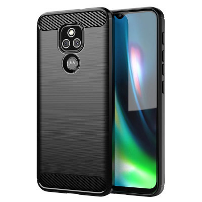 Brushed Carbon Fiber Soft TPU Mobile Phone Back Cover Protective Funda Case for Motorola E7 Plus for Moto G9 / G9 Play