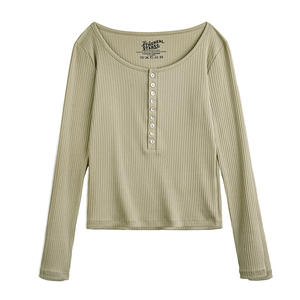 قميص هنري المحبوك للنساء من مادن، قميص كلاسيكي عادي ضيق بأكمام طويلة للخريف والشتاء - Product Image 4