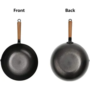 Wok de ferro fundido para cozinhar em panela Wok de 32 cm Resistência a altas temperaturas