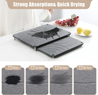 Tapis de séchage de vaisselle en pierre super absorbant, 2 pièces, tapis en terre de diatomée avec pieds antidérapants en acier inoxydable pour une utilisation en cuisine