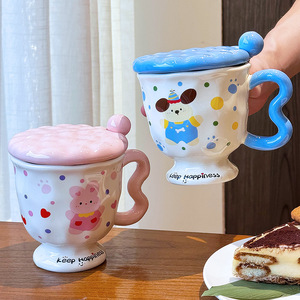 Taza de Cerámica con Diseño de Conejito, con Tapa y Cuchara, Diseño Animado, para Niñas, Regalo de Cumpleaños, Primavera 2025 - Product Image 2