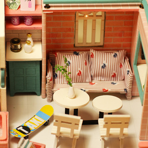 All'ingrosso IIECREATE Puzzle 3D in miniatura rosa Loft giocattolo in legno città fai da te fiore casa delle bambole e negozio di caffè leggero Puzzle gioco giocattolo - Product Image 4