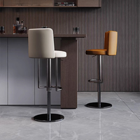 Moderne Luxus 2-teilige Verstellbare Schwarze Edelstahl Drehbare Kommerzielle Barhocker Set für Küche Wohnzimmer