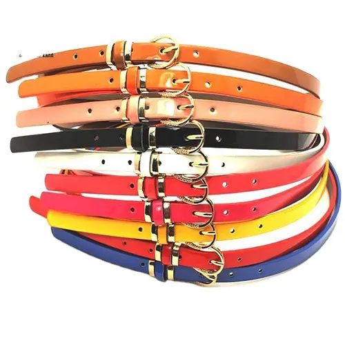 Handmade Band Lady Candy Color Thin Patent Leather Belt/Women Waist Strap