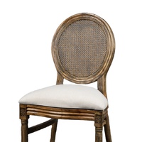 Chaise d'extérieur en rotin bois, siège à dossier rembourré roi Louis, rembourré