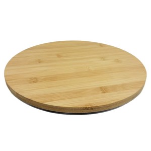 Bandeja giratoria redonda de bambú para almacenamiento de condimentos en la cocina, fácil de limpiar, sin acabado, tipo pedestal - Product Image 1