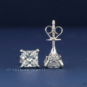 Boucles d'oreilles clous en or 14 carats avec diamants de laboratoire pour femme, design moderne et élégant, éclat brillant, bijoux raffinés, cadeau pour elle - Product Image 6
