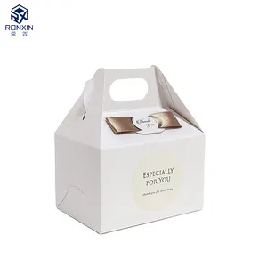 Embalagem de papel do bolo do recipiente de alimentos, novidade, embalagem de papel do bolo, caixa de cupcake de papel com alça, embalagem personalizada de caixa de comida