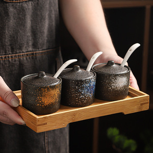 Ensemble de pots à condiments de style japonais pour restaurant, pots à condiments en céramique <span class=keywords><strong>vintage</strong></span>, pot à chili, pot à <span class=keywords><strong>sucre</strong></span>, boîte de rangement avec couvercle - Product Image 5