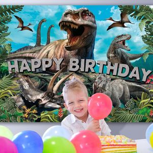 Dinosaurier Geburtstagsparty Hintergrund Dekoration Dinosaurier-Welt Banner Tier-Thema Kinder Rosa Papier Weihnachtsdekoration - Product Image 6