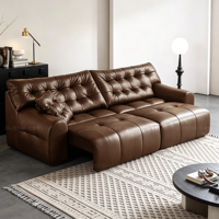 Canapé électrique inclinable multifonctionnel Black Bear, ensemble en cuir pleine fleur importé de style minimaliste italien pour la maison, l'hôtel et l'appartement
