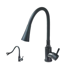 Robinet mitigeur de cuisine en acier inoxydable monotrou direct d'usine robinet monté sur le pont moderne mitigeur noir robinet de cuisine gastronomique - Product Image 1
