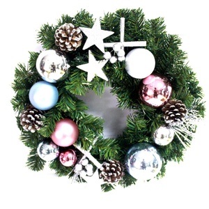 Mini ornement décoratif <span class=keywords><strong>de</strong></span> noël 24 pouces, fleurs artificielles suspendues, couronnes <span class=keywords><strong>de</strong></span> pin décoratives - Product Image 3