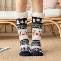 Chaussettes d'hiver épaisses en polaire pour femme, motif baleine, renne, flocon de neige, sapin, pour la maison et le sommeil