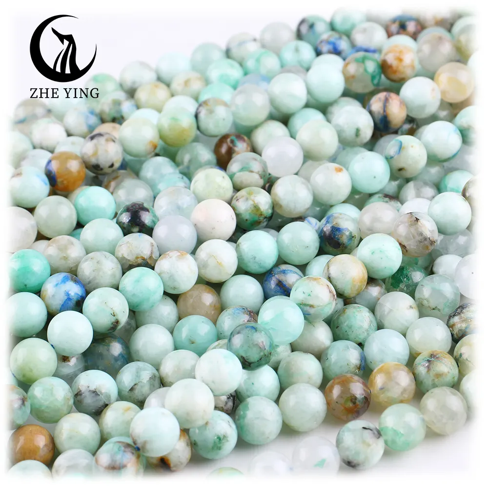 Zhe Ying 6/8/10Mm Azuriet Kralen 100% Natuurlijke Heailing Kristal Kralen Armband Edelsteen Ketting Natuurlijke Azuriet Malachiet