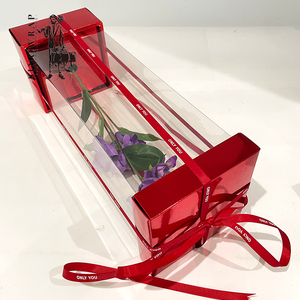 Boîte à fleurs <span class=keywords><strong>rectangulaire</strong></span> transparente pliable SINOWRAP pour fleuriste, boîte à roses - Product Image 3