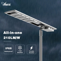 Lampadaire solaire tout-en-un durable 80W 100W 120W avec capteur micro-ondes, grand angle 140 degrés, télécommande, étanche IP66