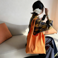 Sac fourre-tout vierge grande capacité couleur macaron avec bandoulière intégrée, sacs réutilisables, cabas en coton couleur unie mignons