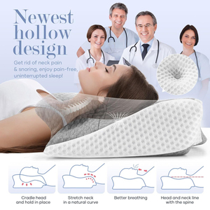 Oreiller cervical en mousse à mémoire de forme, contour ergonomique <span class=keywords><strong>pour</strong></span> le cou et les épaules, oreillers de sommeil rafraîchissants <span class=keywords><strong>pour</strong></span> les dormeurs sur le dos, le ventre et le côté - Product Image 4
