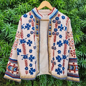 Abrigo de Algodón Acolchado Hecho a Mano de Estilo Étnico, Chaqueta Suzani India TNT, Abrigo Boho para Mujer, Tipo Invierno - Product Image 1