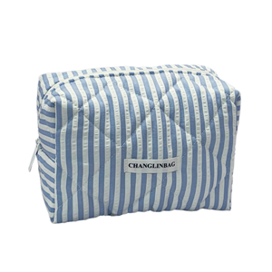 Sọc <span class=keywords><strong>Polyester</strong></span> Quilting độn trang điểm túi biểu tượng tùy chỉnh OEM ODM bán buôn vẻ đẹp Pouch khuyến mại chần Nhỏ Túi mỹ phẩm - Product Image 4