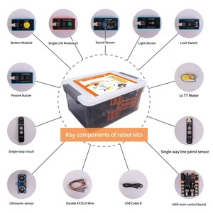 مجموعة هيكل سيارة روبوت إلكترونية تعليمية للمبتدئين، مشروع STEM ممتع للبرمجة، 14 مشروعًا ممتعًا، مناسبة للفصول الدراسية في الشرق الأوسط - Product Image 6