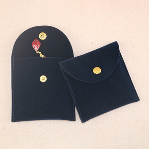 Factory Customized Reusable Jewelry Pouch Bag with Button Closure and Screen Printed Logo for <b>Rings</b> Earrings & Bracelets - Product Image 2