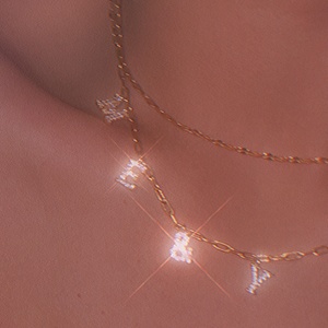 Dazan — collier Double couche en acier inoxydable plaqué or 18k, pendentif avec lettres avec bricolage avec initiales, décoration créative, pour bricolage, Diy, nouveau - Product Image 3