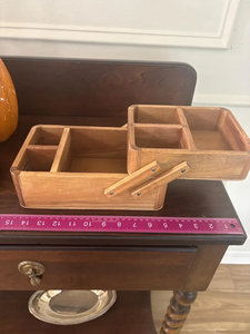 202509ビンテージ木製アコーディオン裁縫ボックス小型拡張可能オーガナイザーコンパートメント付き素朴なクラフト収納デスクオーガナイザー - Product Image 5