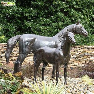 Sculpture de cheval en bronze YOUFINE pour la décoration de parc, mère et <span class=keywords><strong>poulain</strong></span>, statue pour jardin - Product Image 5