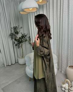 Nhà Sản Xuất <span class=keywords><strong>2025</strong></span> Ramadan khiêm tốn Ăn Mặc Abaya Phía Trước Mở Voan Abaya Kimono Thiết Kế Với Phù Hợp Với Khăn Hijab - Product Image 1