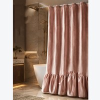 Rideau de douche de luxe en velours uni avec jupe à volants, pour séparation de salle de bain et décoration de baignoire