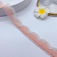 Chaîne de clavicule semi-circulaire en dentelle rose, accessoires de broderie informatique DIY en dentelle soluble dans l'eau, vente en gros