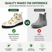 Bottes de pluie Chelsea pour femmes, en caoutchouc naturel recyclé, imprimé floral, imperméables, pour le jardin et les jours de pluie, très vendues