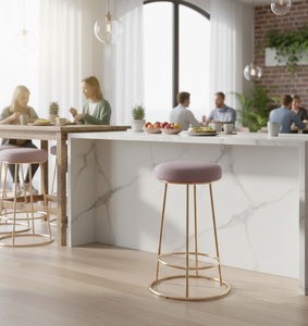 Tabourets de bar en velours sur mesure, design moderne, hauteur réglable, assise en velours moelleux, structure robuste pour comptoir de bar - Product Image 3