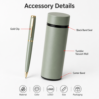 Ensemble cadeau personnalisé avec logo, carnet à couverture rigide en cuir PU doux au toucher, stylo, gourde isotherme pour clients d'entreprise