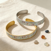 Bracelet manchette bohème en acier inoxydable plaqué or 18 carats de haute qualité, largeur 15 mm, motif rétro, bijou exquis et tendance