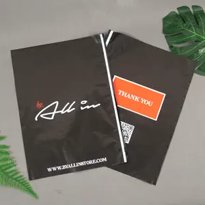 Thank You Custom Matte Black Frosted Zip Lock Shipping Bags Biodegradable Plastic Packaging Frosted Zip Lock Zipper Bag